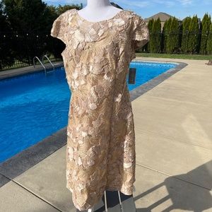 NWT ALEX EVENINGS Illusion Jewel Floral Soutache Dress Size: 18